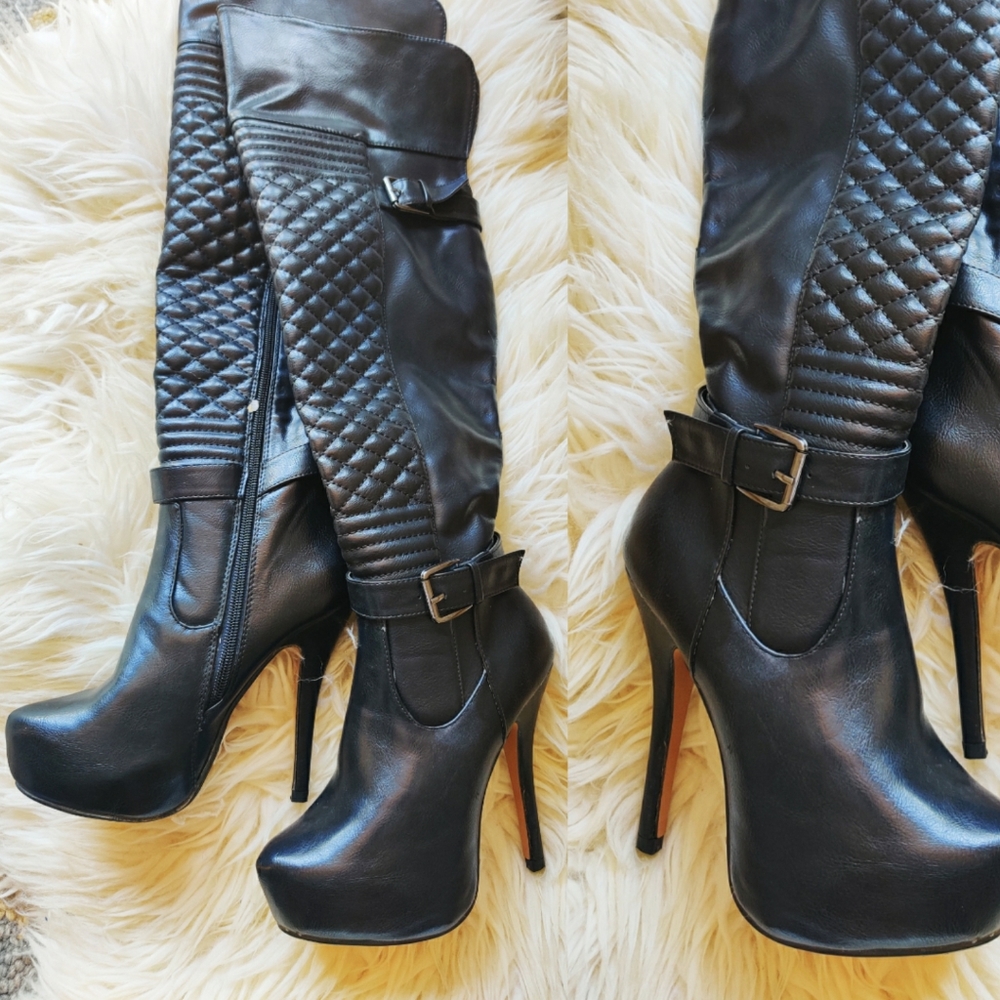 Faux Leather over the knee boot size 6